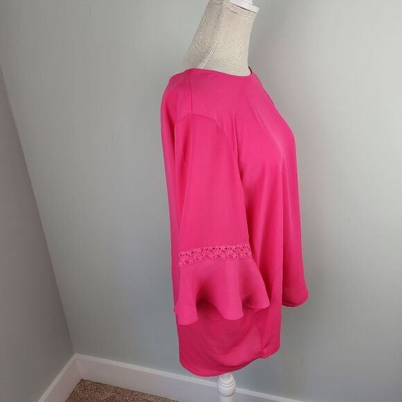 Harve Benard Women’s Round Neck Bell Sleeve Blouse Size XL Pink - Picture 4 of 8